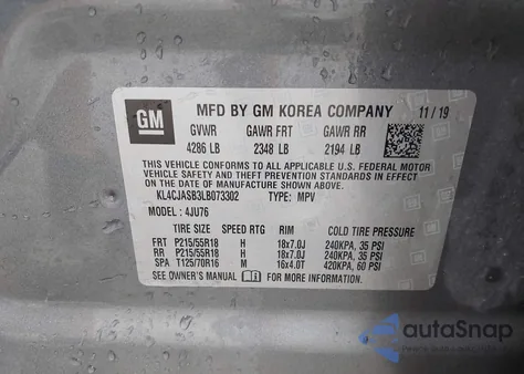 2020 Buick Encore Fwd Preferred z USA, uszkodzony, nr VIN KL4CJASB3LB073302